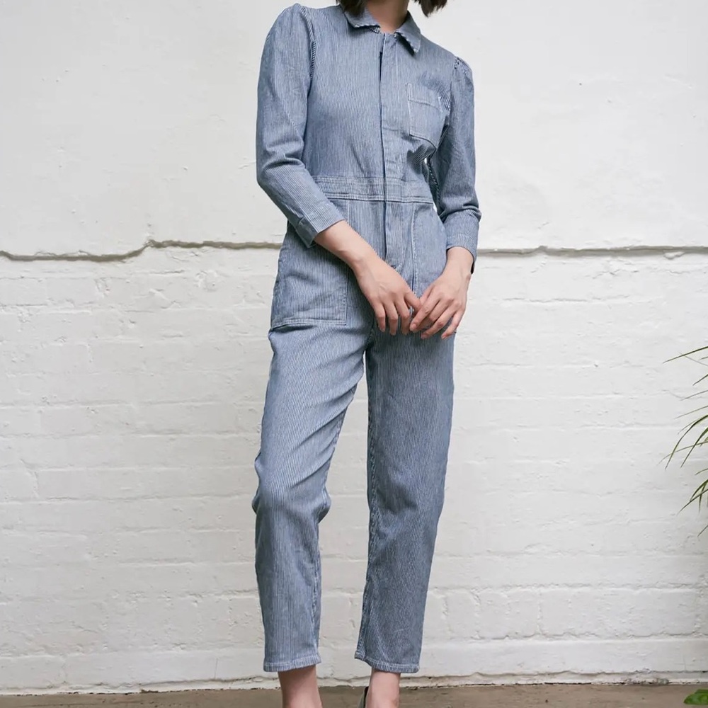Seventy+mochi Lorna jumpsuit striped denim